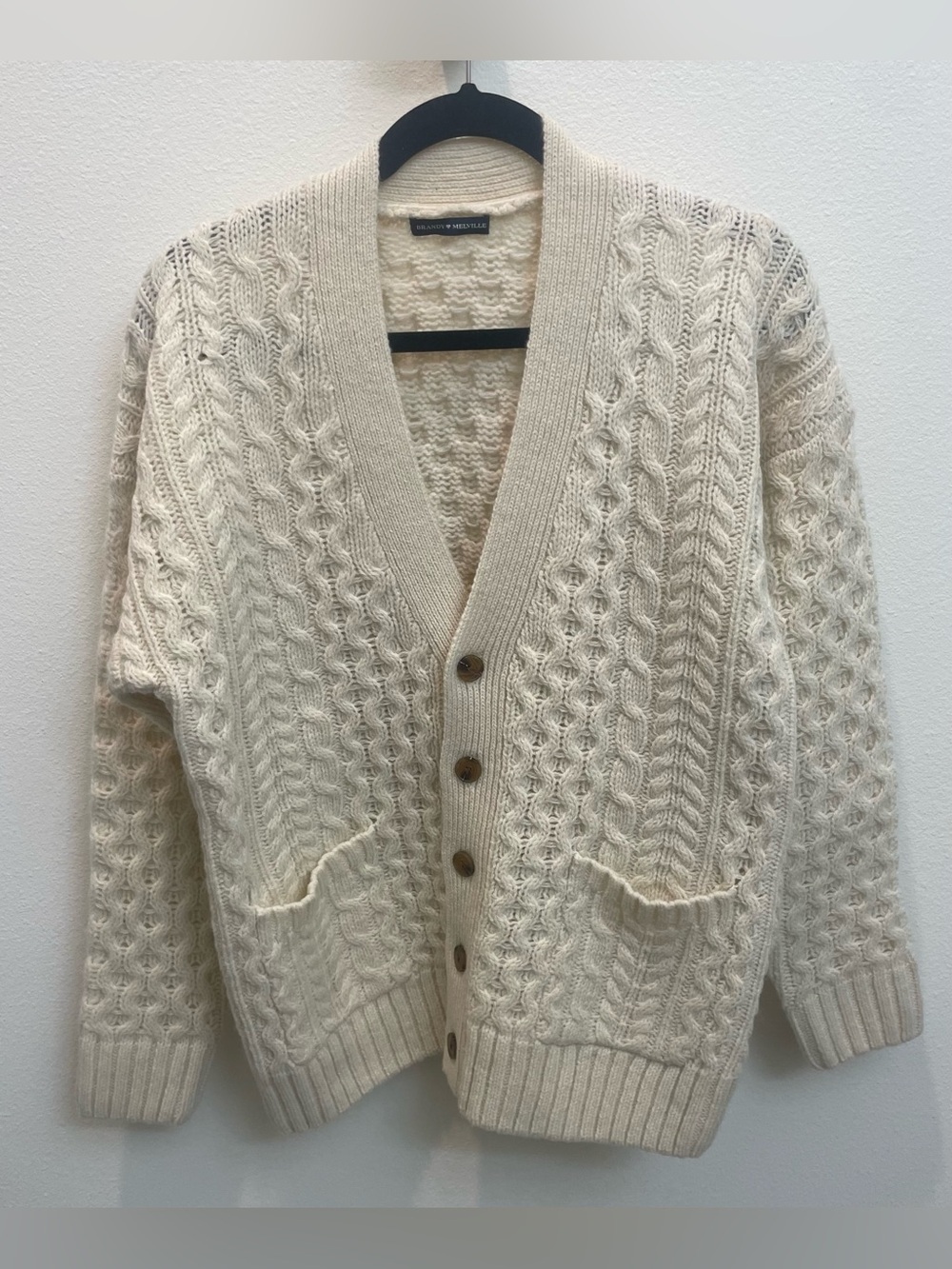 Brandy Melville NWOT Oversized Wool Cream Cable Knit Cardigan